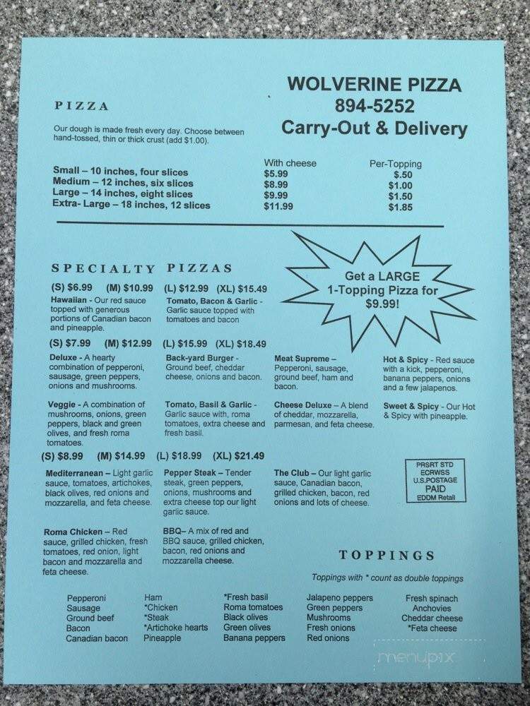 Wolverine Pizza - Columbus, NC menu_pic