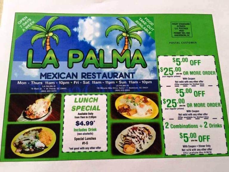 La Palma Mexican Restaurant - Pelzer, SC menu_pic