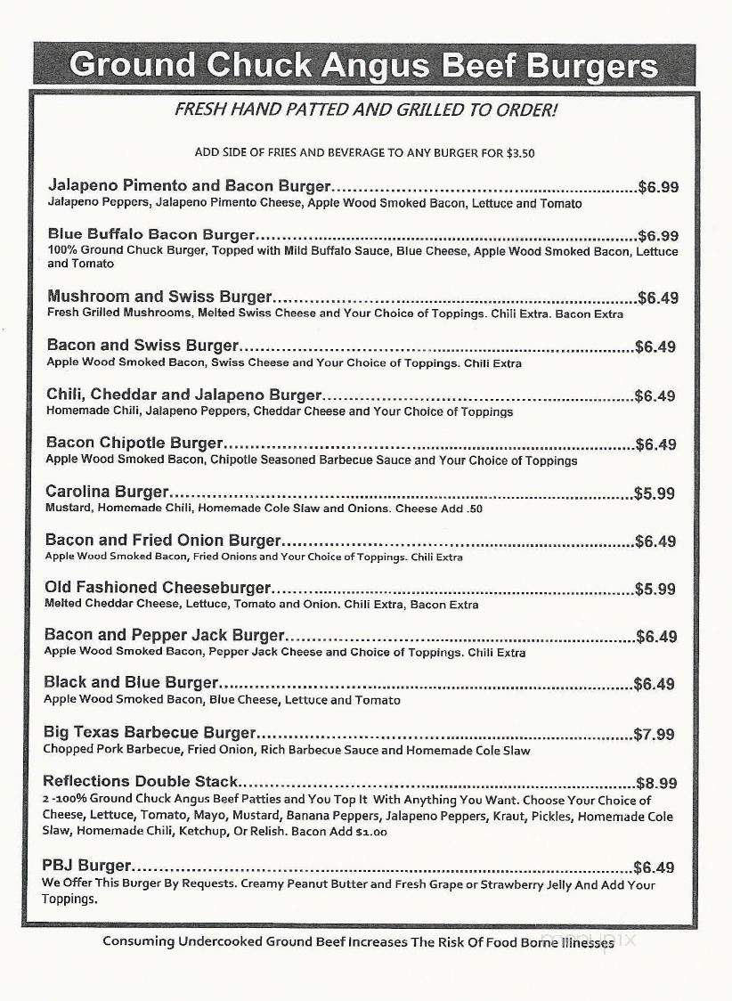 Reflections Grill - Georgetown, SC menu_pic
