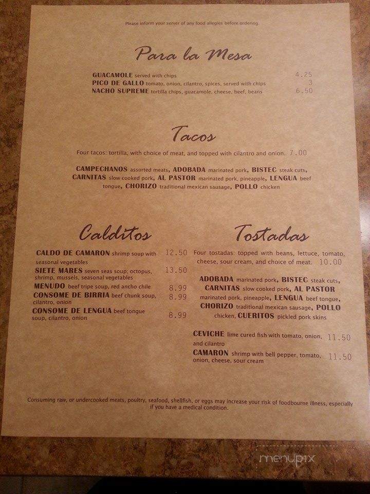 El Ranco Mexican Food - Charleston, TN menu_pic