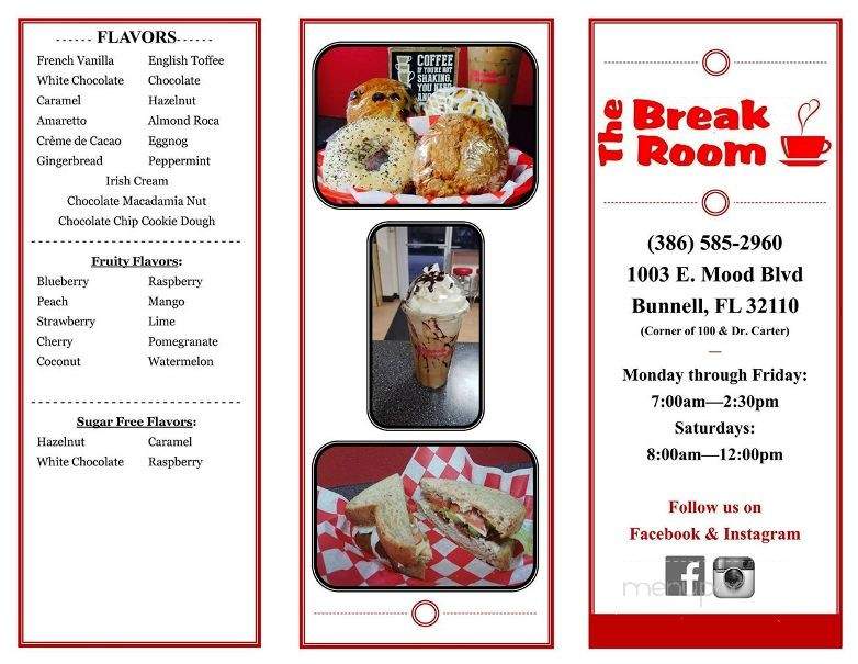 The Break Room - Bunnell, FL menu_pic