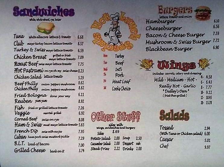 dudleys on short menu dudleys on short menu