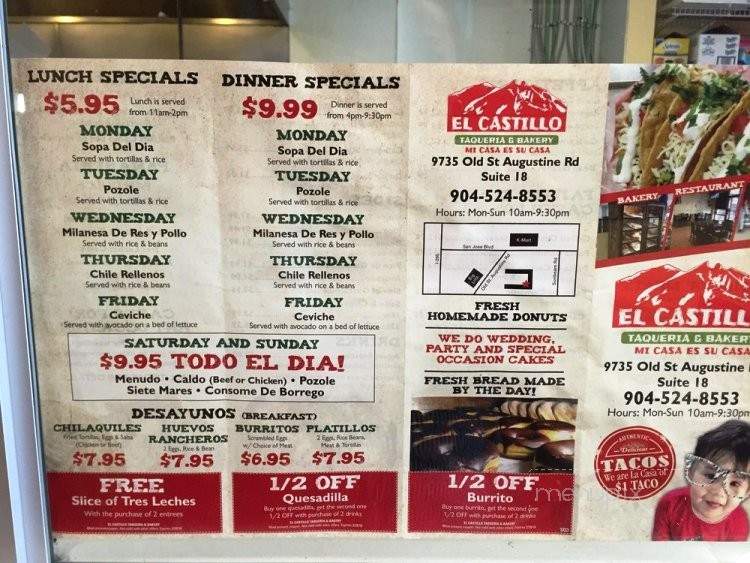 El Castillo Taqueria and Bakery - Jacksonville, FL menu_pic