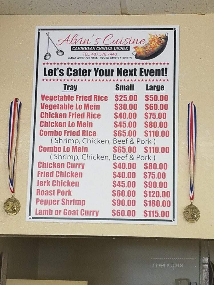 Alvin's Cuisine - Orlando, FL menu_pic