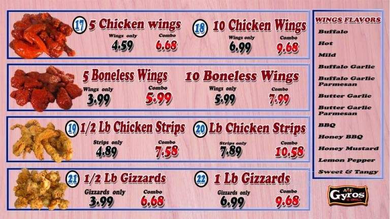 Anf Gyros and Grill - Orlando, FL menu_pic