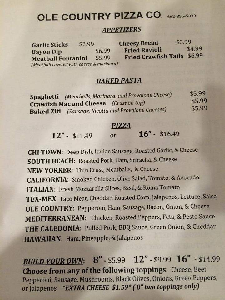 Old Country Pizza Co - Caledonia, MS menu_pic