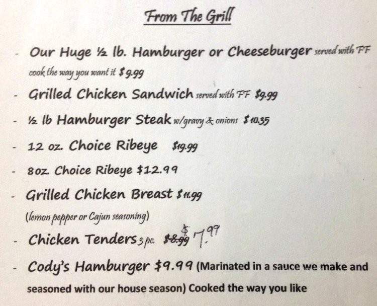 Williams' Fish House - Burnsville, MS menu_pic