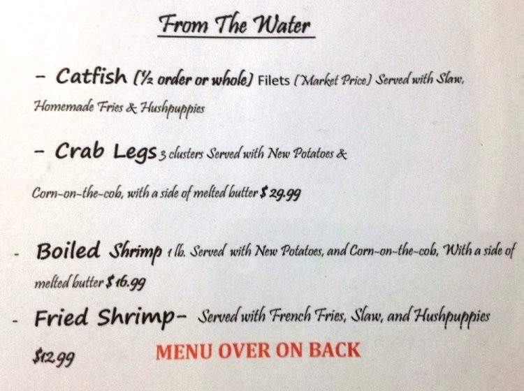 Williams' Fish House - Burnsville, MS menu_pic