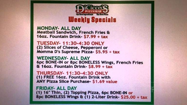 DiCicco's Pizzeria - Lebanon, TN menu_pic