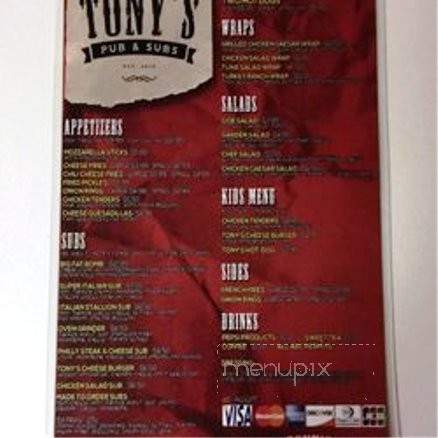Tony's Pub-N-Subs - Elon, NC menu_pic