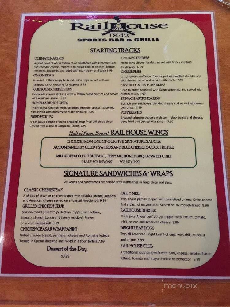 Railhouse Sports Bar and Grille - Goldsboro, NC menu_pic