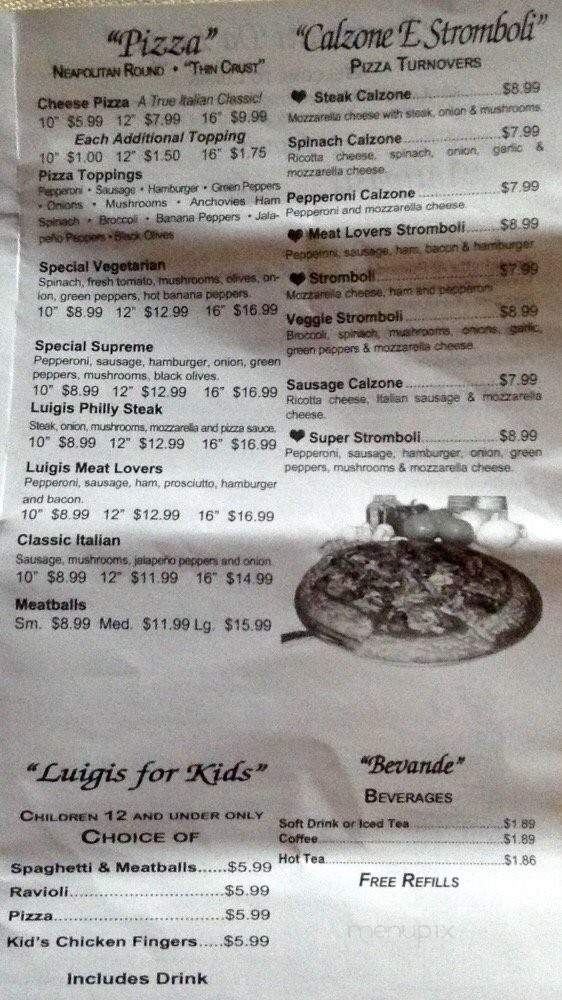 Luigi Italian Restaurant - Newport, TN menu_pic
