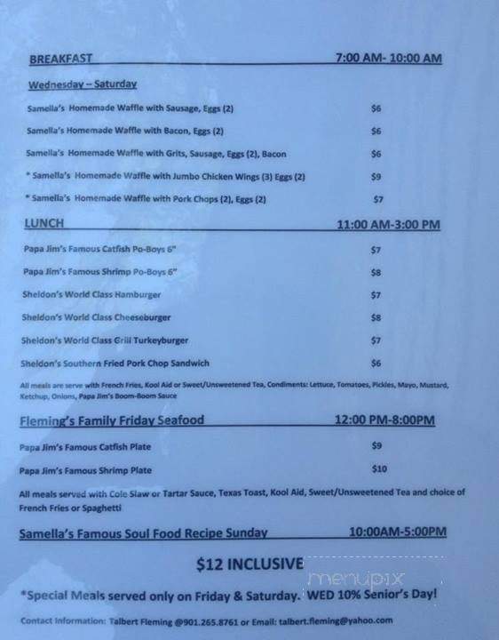 Jim & Samella's - Memphis, TN menu_pic