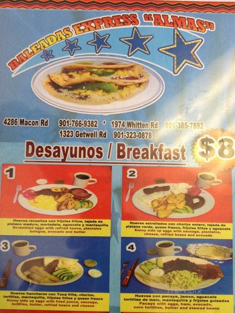 Baleadas Express Almas - Memphis, TN menu_pic