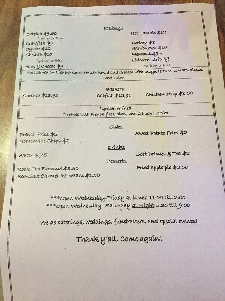 Sookie's - Indianola, MS menu_pic