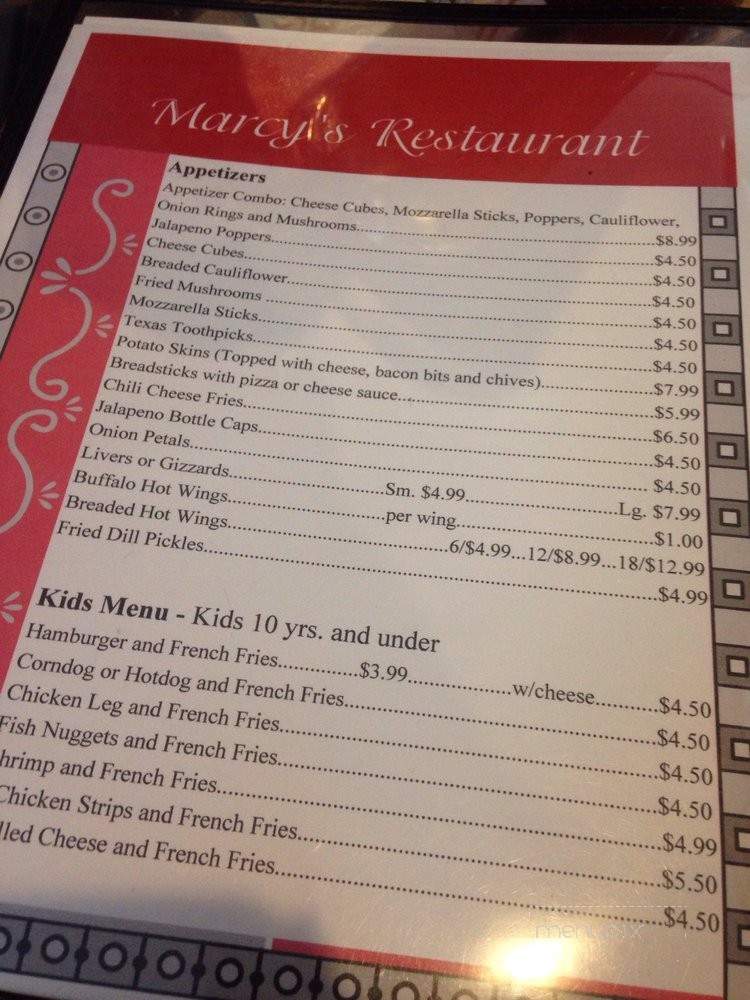 Marcy's - Leopold, IN menu_pic