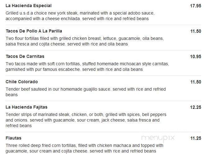 La Hacienda Mexicant Restaurant - Mount Vernon, KY menu_pic