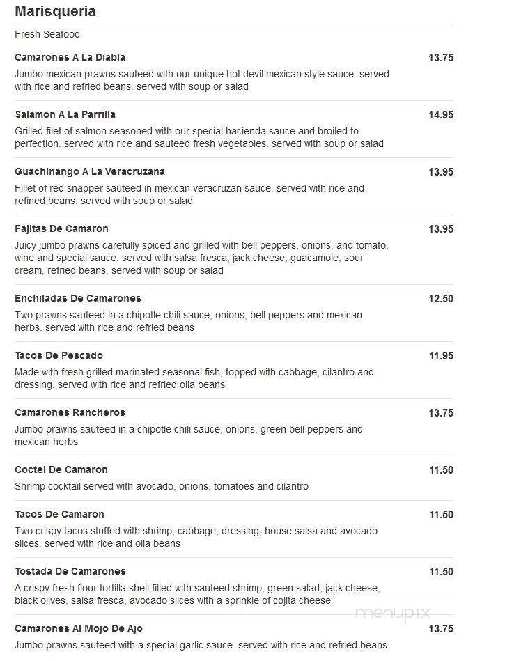La Hacienda Mexicant Restaurant - Mount Vernon, KY menu_pic