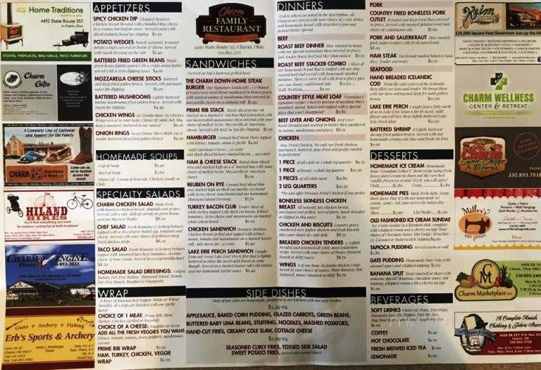 Charm Family Restaurant - Charm, OH menu_pic
