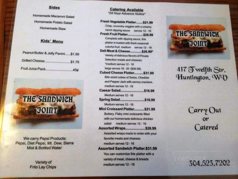 The Sandwich Joint - Huntington, WV menu_pic