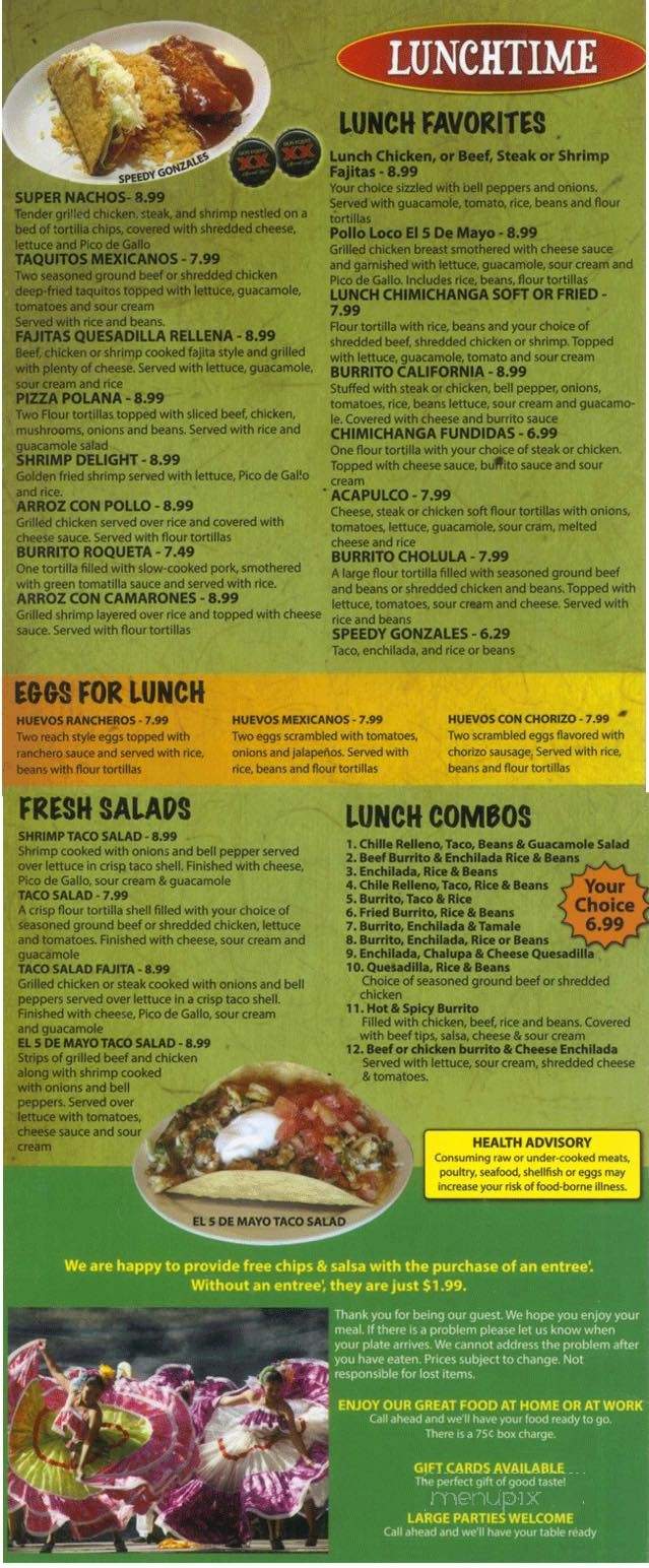 El 5 De Mayo - Lapel, IN menu_pic