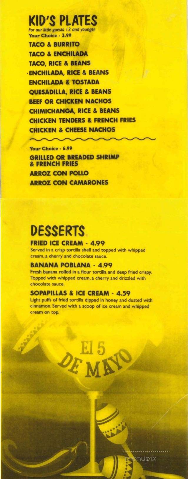 El 5 De Mayo - Lapel, IN menu_pic