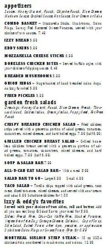 Izzy and Eddy's - Tipton, IN menu_pic
