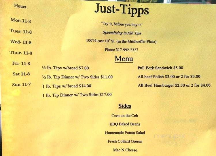Just-Tipps - Indianapolis, IN menu_pic