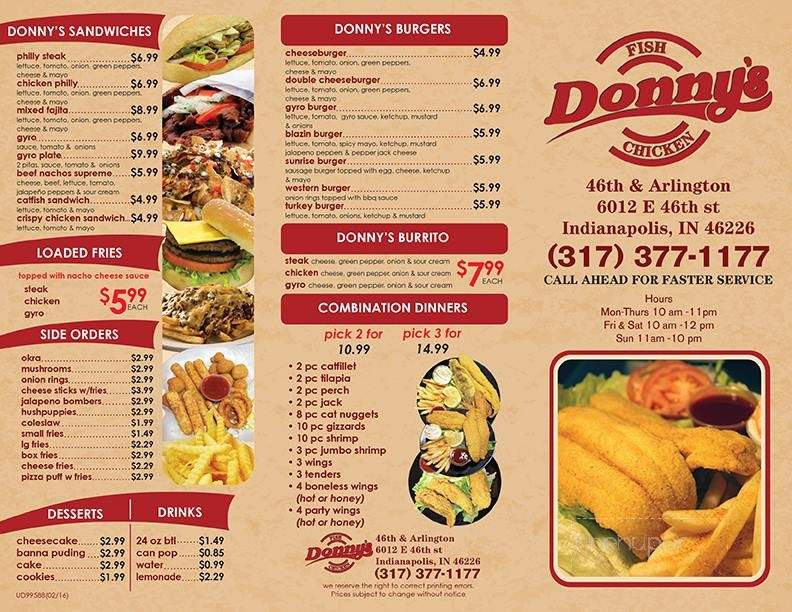 Donny's Fish and Chicken - Indianapolis, IN menu_pic