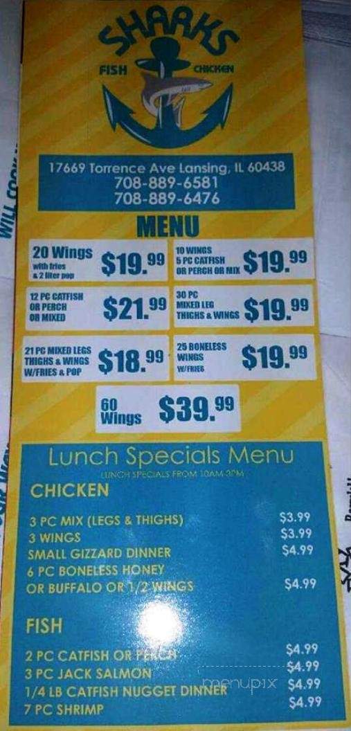Sharks Fish & Chicken - Lansing, IL menu_pic
