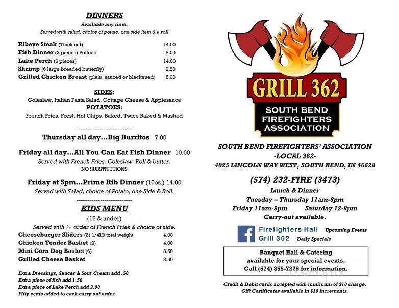 Grill 362 - South Bend, IN menu_pic