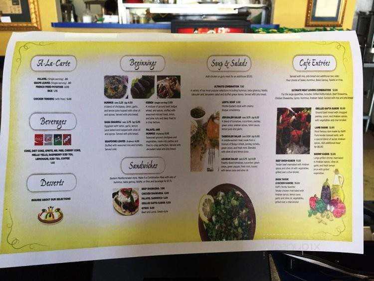 Oasis Cafe - Evansville, IN menu_pic