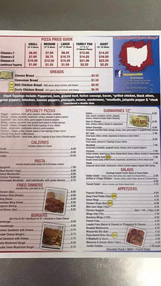 Guy's Pizza and Dinners - Toledo, OH menu_pic