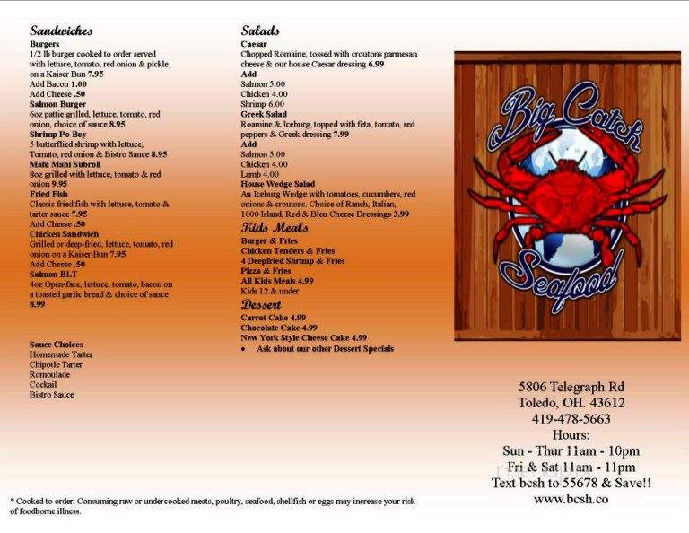 Big Catch Seafood House - Toledo, OH menu_pic