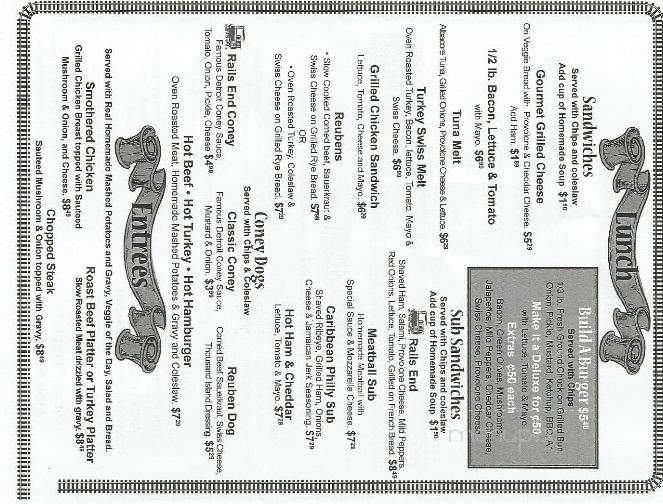 The Rails End - Caro, MI menu_pic
