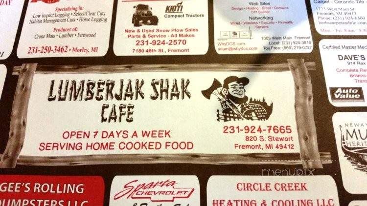 The Lumberjak Shak - Fremont, MI menu_pic
