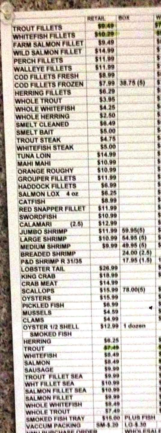 Thill Fisheries - Marquette, MI menu_pic
