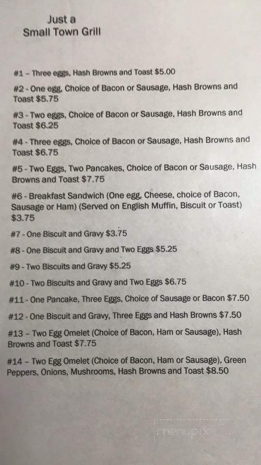 Just a Small Town Grill - Montezuma, IA menu_pic