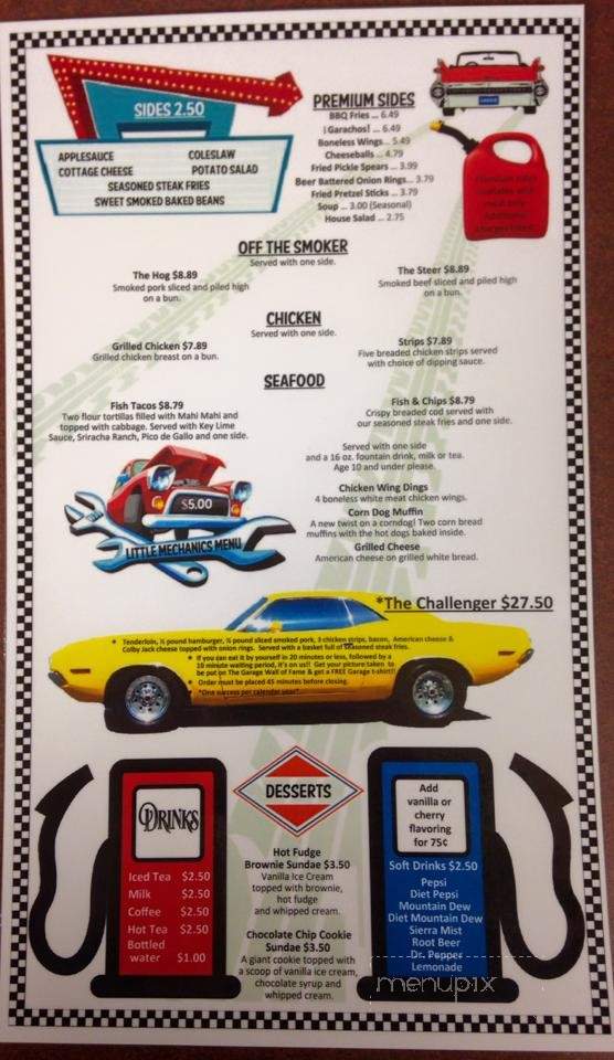 The Garage - Centerville, IA menu_pic