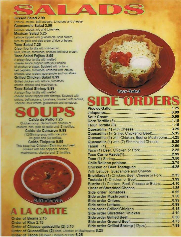 Los Tulipanes - Orange City, IA menu_pic