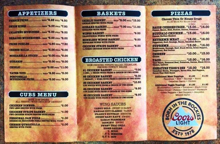 Tiger's Den - Harrisburg, SD menu_pic