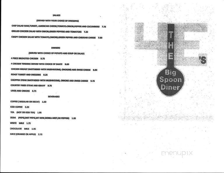 The 4E's Big Spoon Dinner - Brandon, WI menu_pic