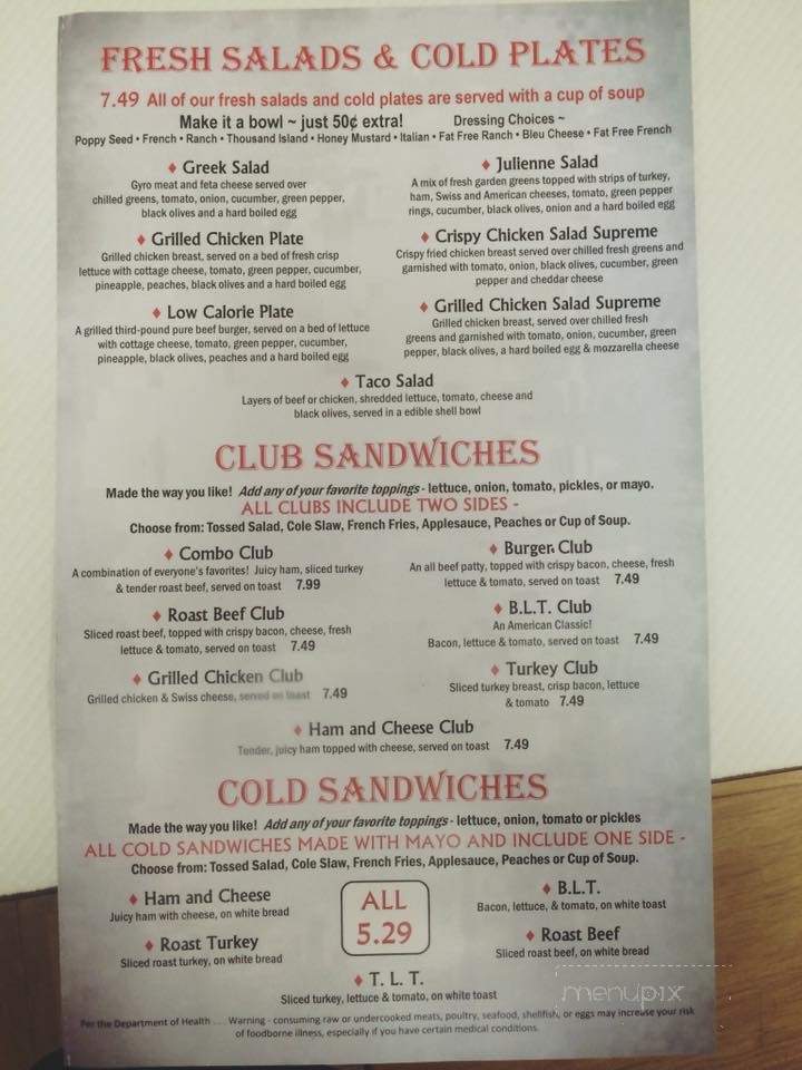 Benjamin's Family Dining - Oconto, WI menu_pic