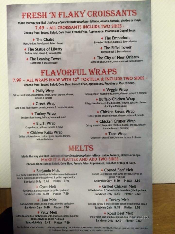 Benjamin's Family Dining - Oconto, WI menu_pic