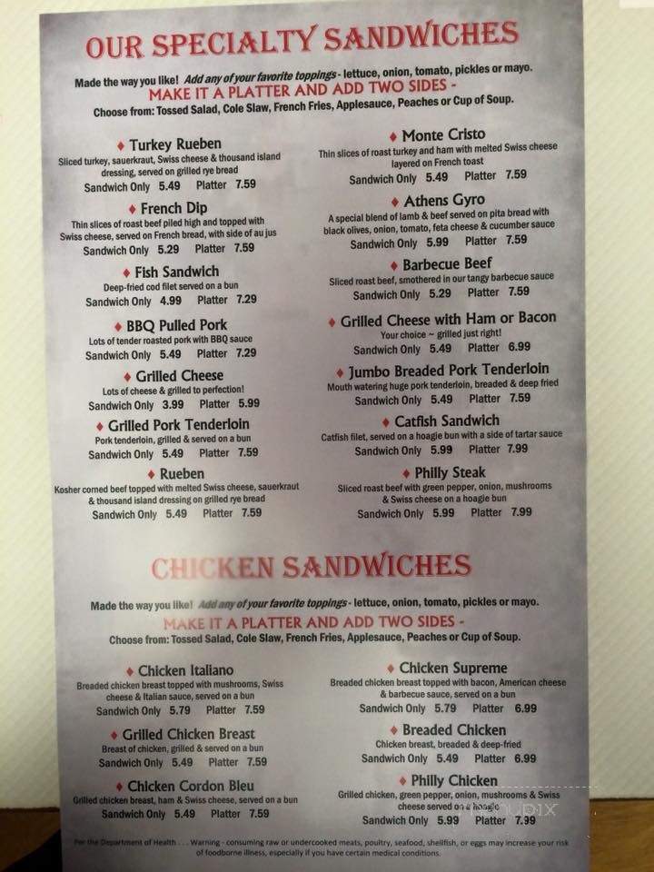 Benjamin's Family Dining - Oconto, WI menu_pic