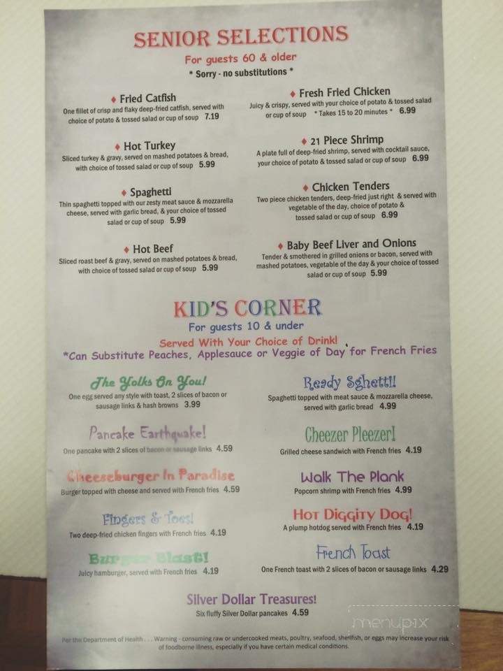 Benjamin's Family Dining - Oconto, WI menu_pic