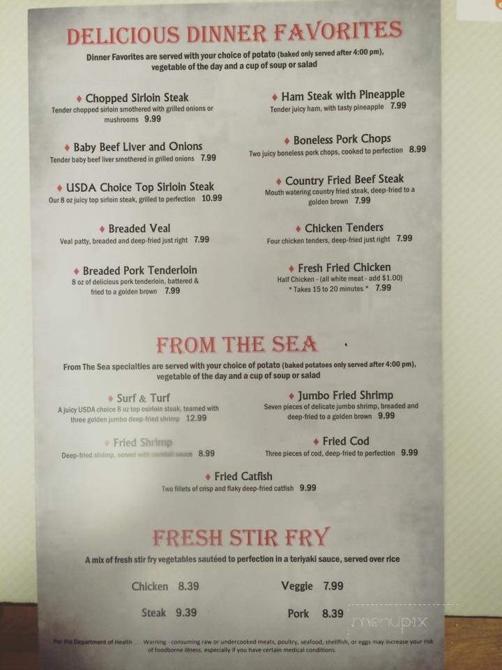 Benjamin's Family Dining - Oconto, WI menu_pic