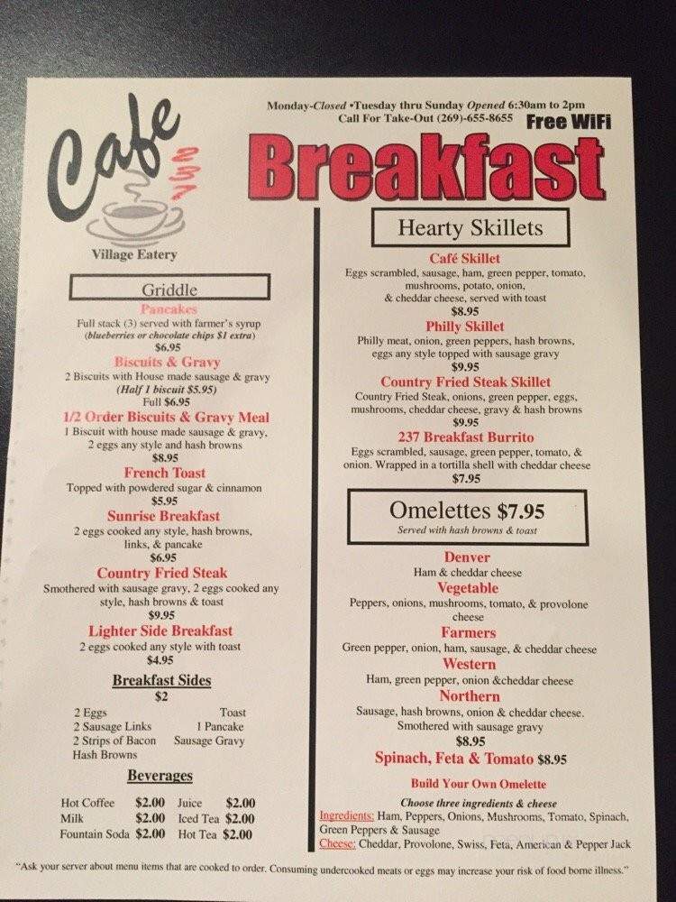 Cafe 237 - Paw Paw, MI menu_pic