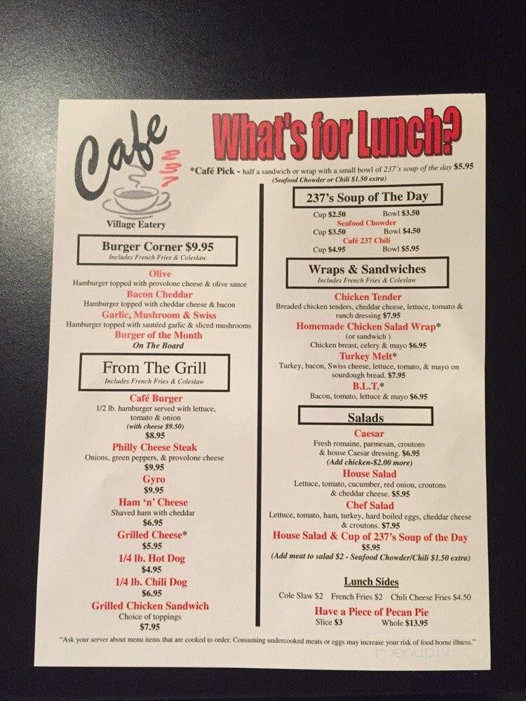 Cafe 237 - Paw Paw, MI menu_pic