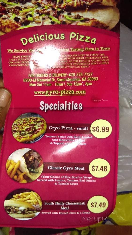Gyro Pizza - Stone Mountain, GA menu_pic